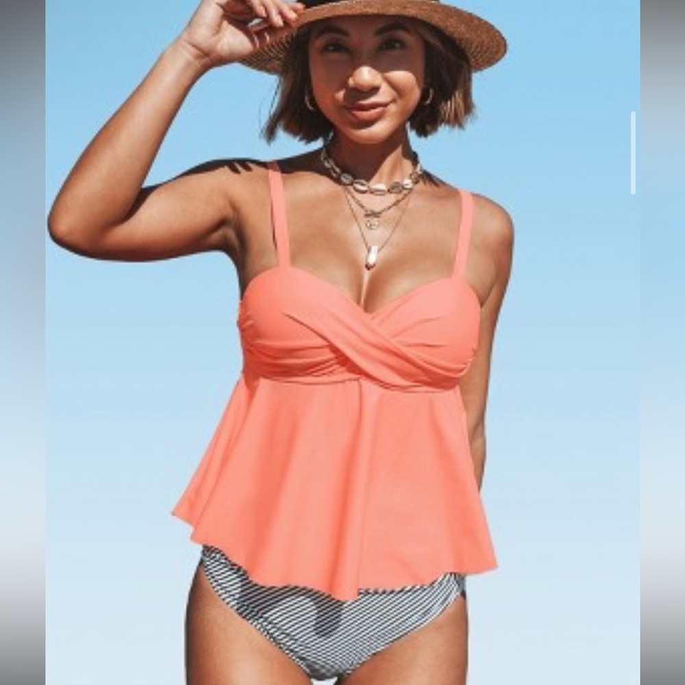 Cupshe Ruffle Tankini High waisted bottom Swimsuit